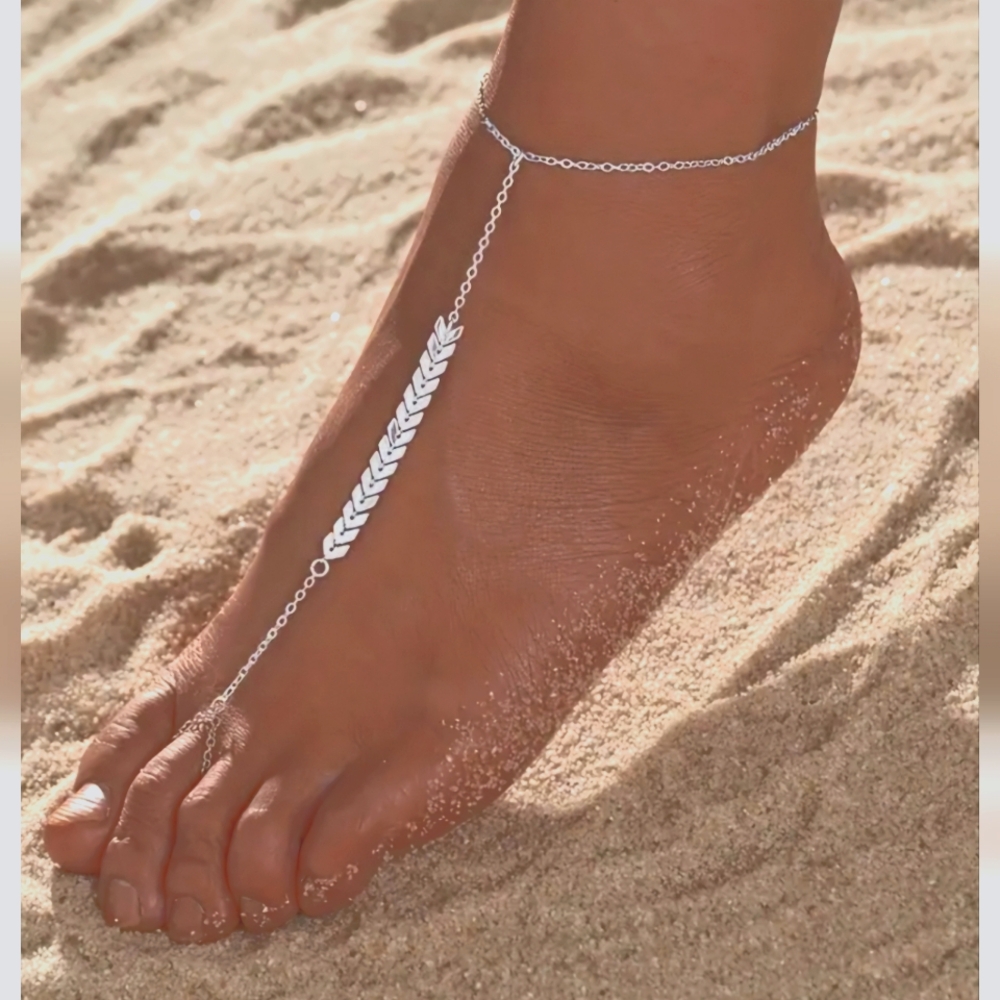 Silver Tone Barefoot Sandal Chains (pair)